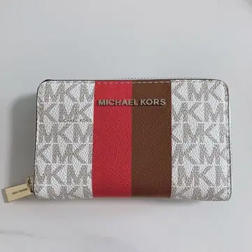 MICHAELKORS 지갑 카드 케이스 미니 지갑 화이트 로고 가죽 잡화
