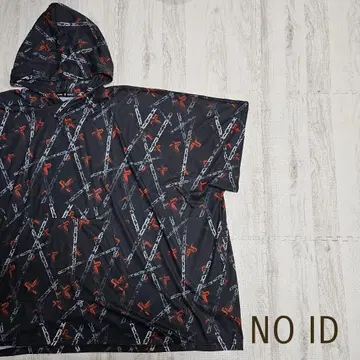 NO ID BLACK 크로스 체인 프린트 후디드 판초