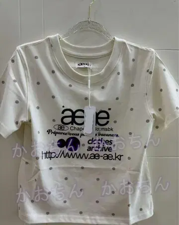 aeae 도트 무늬 반팔 T셔츠 화이트