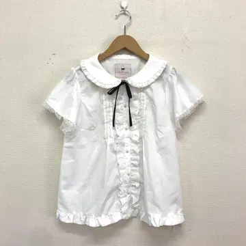 택 포함 밀푀유 옷장 펄 버튼 프릴 레이스 핀턱 블라우스 화이트
