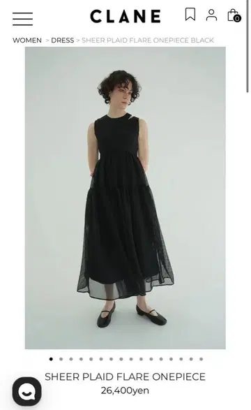 CLANE 시어 플래드 플레어 원피스 블랙