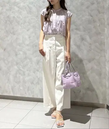 새상품급 플라스테 린넨 블렌드 와이드 팬츠 xxs 화이트
