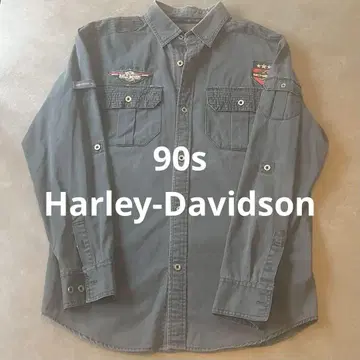 90s Harley-Davidson 와펜 페이드 긴팔 셔츠