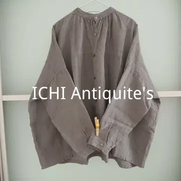 ichi 이치 앤티크 린넨 100% 밴드 카라 개더 셔츠