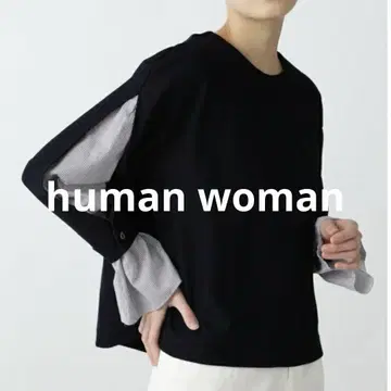 휴먼 우먼 C/PE 러셀 블라우스 네이비 M