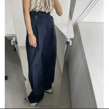 MIESROHE 프론트 턱 데님 팬츠 인디고 0