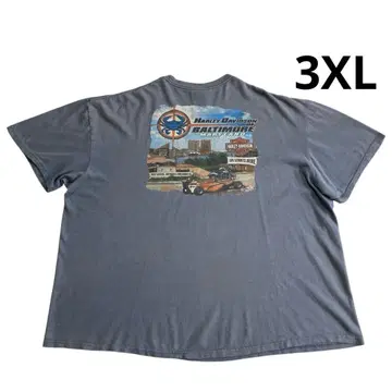 2013 할리 데이비슨 티셔츠 3XL 블루 그레이 양면 프린트