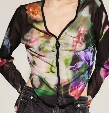 2WAY SMOKE SHEER TOP BLACK 아메리빈티지