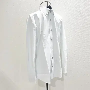 브릭하우스 와이셔츠 M 화이트 버튼 다운 체크 무늬 비즈니스 업무