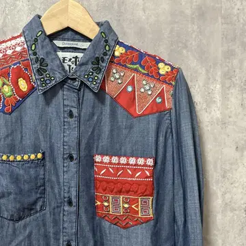 Desigual 자수 데님 셔츠 긴팔 에스닉 M 캐주얼