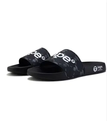 새상품 오른쪽 AAPE 블랙 슬라이드 샌들 28cm