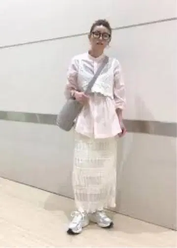 새상품급 로페피크닉 레이스 소재 롱 스커트 페티코트 포함