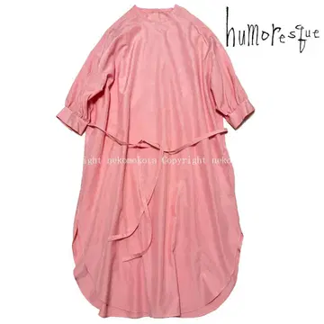 유모레스크 LONG SHIRT 실크 원피스 롱 셔츠 핑크