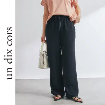 새상품 un dix cors 라메 드로스트 이지 팬츠 앙디콜 블랙