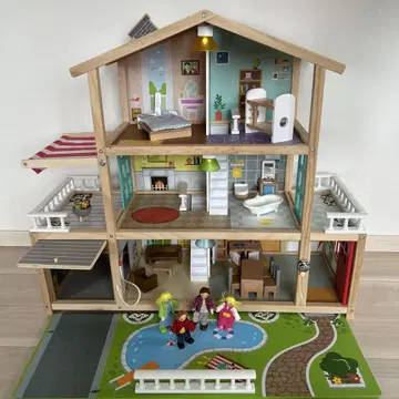 hape 인형의 집 패밀리 맨션 라이트 포함