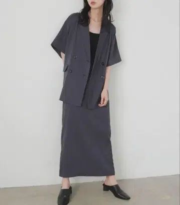 LIAN 린넨 터치 내로우 스커트 그레이