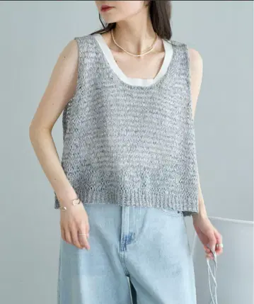 [ 새상품급 ] PUALCE CIN 믹스 테이프 얀 뷔스티에 그레이