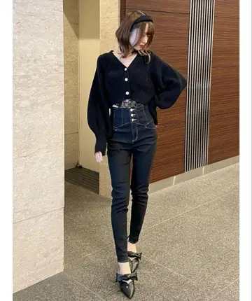 코르셋 디자인 스키니 팬츠