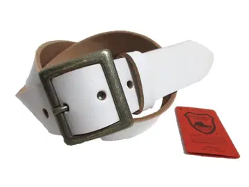 도치기 가죽 벨트 (화이트) 앤티크 골드 도금 버클 40mm 폭 통가죽