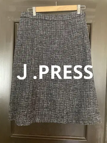 J 프레스 J.PRESS 무릎 기장 스커트 L 네이비 트위드