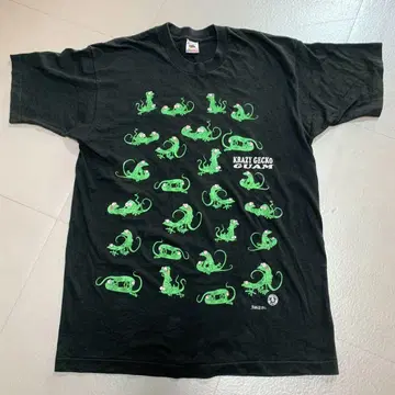 80s 빈티지 KRAZY GECKO 48수 티셔츠 L 사이즈 블랙
