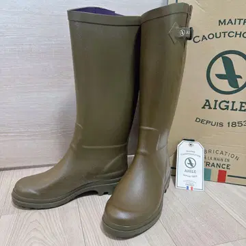 컨디션 최상 AIGLE 에그랑틴 레인부츠 37 올리브