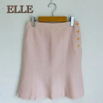 트위드 스커트 머메이드 프린지 핑크 라메 반짝반짝 핑크 [ ELLE