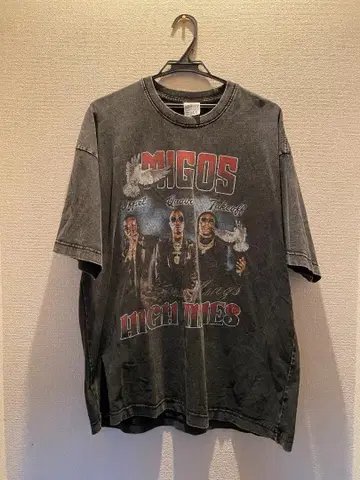 MIGOS 빈티지풍 티셔츠 다크 그레이