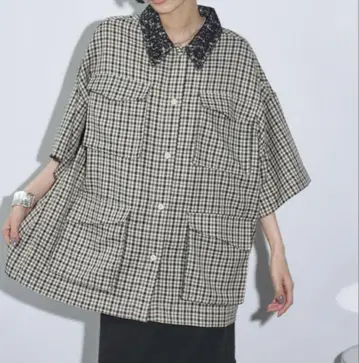 THE YOn 레이스 칼라 멀티 포켓 하프 슬리브 밀리터리 셔츠