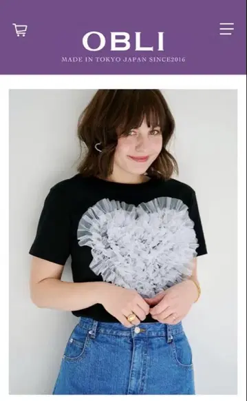 [새상품] 오블리 하트 튤 티셔츠