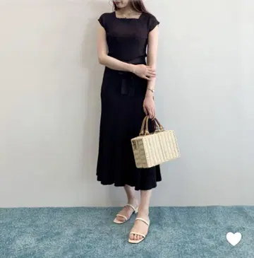 Andemiu 리브 스퀘어 니트 원피스