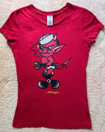 에드하디 Ed Hardy 데빌 반팔 티셔츠 XS 레드