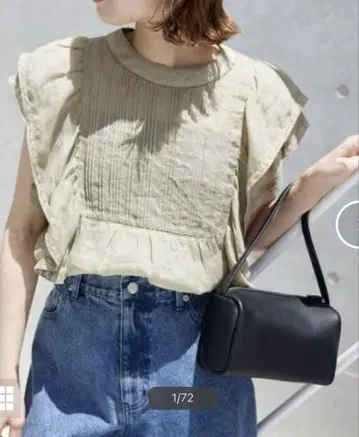 SLOBE IENA 라미 프릴 핀턱 블라우스 슬로브 이에나 반팔