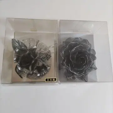 일본제 코사지 핀 브로치 오간자 플라워 블랙 포멀