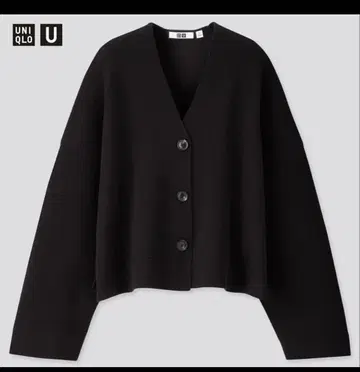 UNIQLO U 밀라노 리브 V넥 가디건 블랙 S