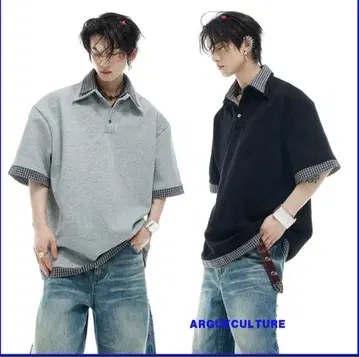 ArgueCulture 레이어드 루즈 피케 셔츠 롱 L 사이즈