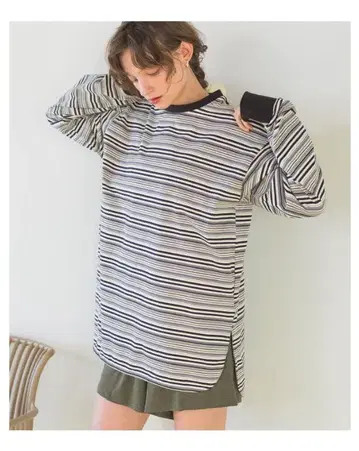 멀티 보더 롱 티셔츠 SEADRESS 시드레스
