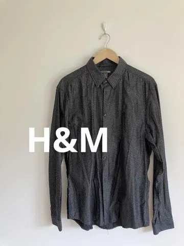 H&M 블랙과 화이트 도트 무늬 긴팔 셔츠 면100%