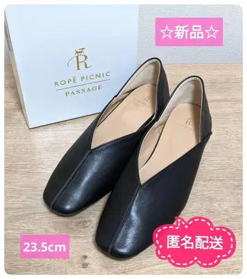 새상품 로페피크닉 파사쥬 펌프스 블랙 스퀘어토 23.5