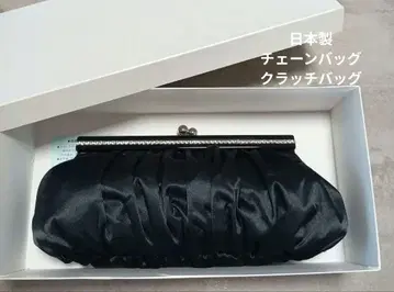 블랙 새틴 플리츠 비쥬 파티 백 일본제