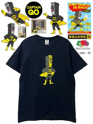 CAPTAIN QO SQUARE D 셔츠 M 블랙 USA 구제 의류