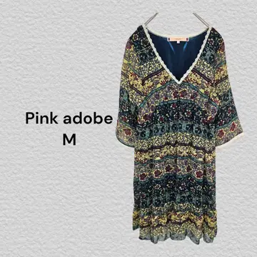 핑크 아도베 pink adobe 반팔 튜닉 꽃무늬 M 사이즈 올 패턴