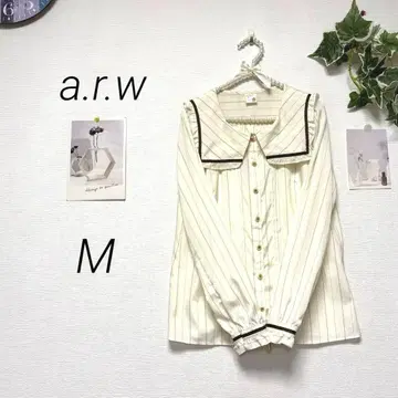 8865-1 a.r.w ARROW 애로우 프릴 스트라이프 블라우스 M