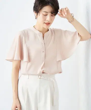 노리즈 소피 핑크 플레어 슬리브 셔츠
