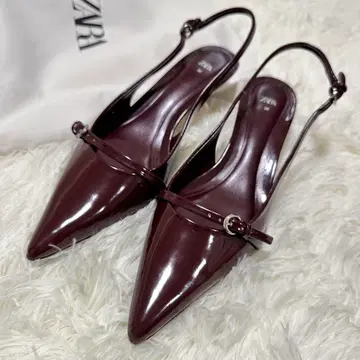 ZARA 버건디 스틸레토 샌들 36