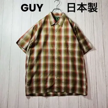 GUY 일본제 옴브레 L 사이즈 포켓 부착 면 린넨 레이온 그린 계열