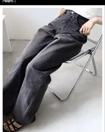 오로라 큐빅 데님 팬츠 INGNI