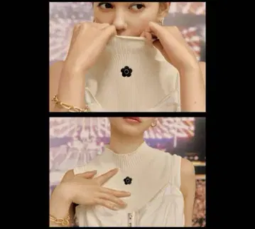 LILY BROWN x MARY QUANT 데이지 자수 리브 니트 탑