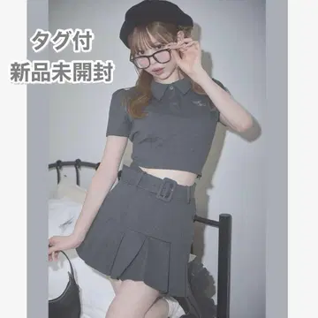 셔츠 & 플리츠 스커트 셋업 미셸 마카롱 로고 피케 셔츠 그레이
