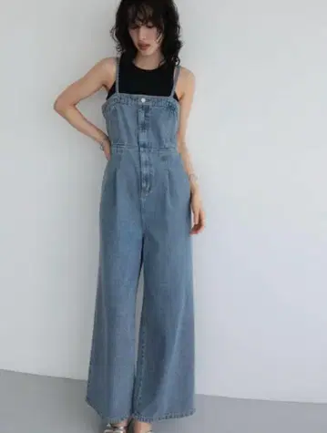 코튼 데님 베어 올인원